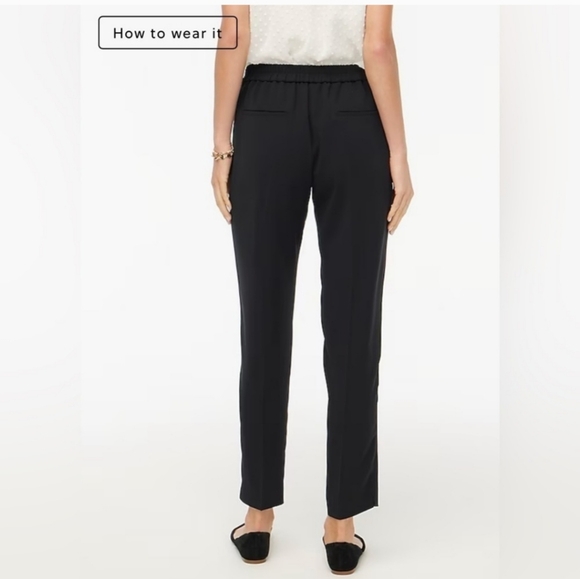 J. Crew Jamie Pull On Crepe Black Tapered Leg Pants Size 12 - Picture 3 of 11